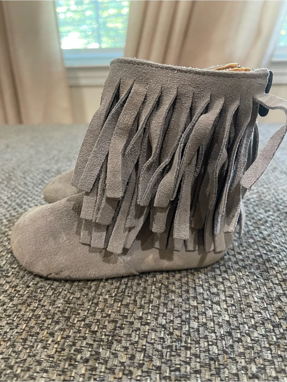 Kids Monkey Feet Suede Fringe Ankle Boots - Gray